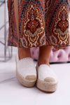 Women's Lace Espadrilles White Platform Desante