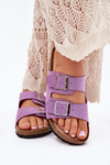 Women's Cork Platform Sandals With Buckles Purple Evisolla