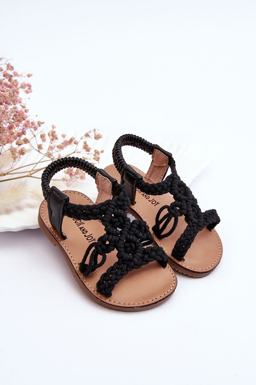 Children's Braided Slip-on Sandals Black Tracy