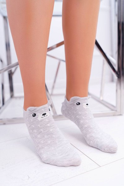 Women's Foot Socks Teddy Bear Grey