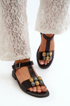 Elegant Women's Sandals With Decorative Details S.Barski KV27-030 Black