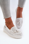 White Women's Cutout Moccasins Made of Eco Leather Tinami