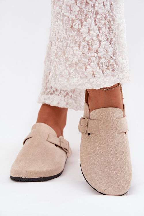 Women's Slippers and On Cork Platform With Buckle Light Beige Klarae