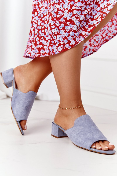 Suede Heeled Slippers Sergio Leone KL313 Blue