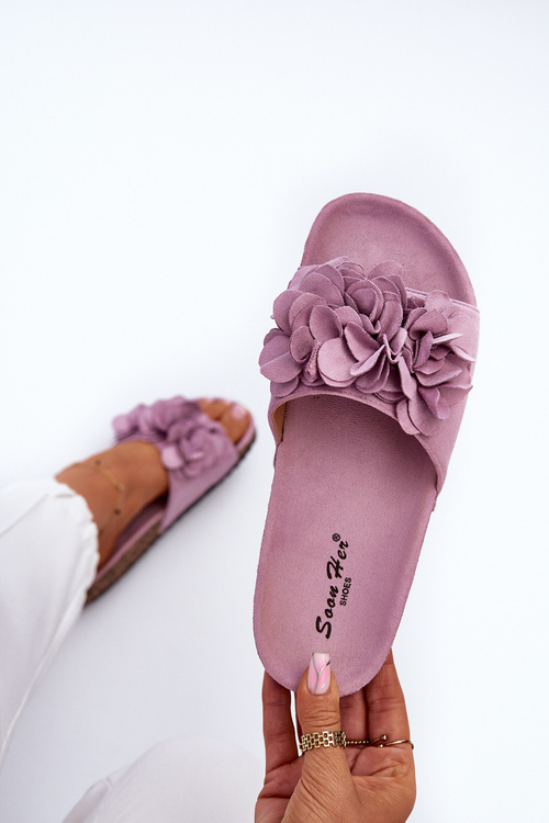 Women's Sandals on Cork Platform with Eco Suede Purple Jaihini
