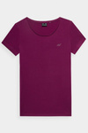 Damski Gładki T-Shirt Z Logo Fioletowy 4F 4FWMM00TTSHF1845-51S