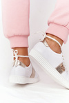 Women's Leather Sneakers Lewski Shoes 2786-0 White-Gold