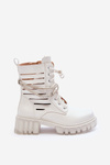 Fashionable Lace-up Boots with Decorative Strip White Rocky