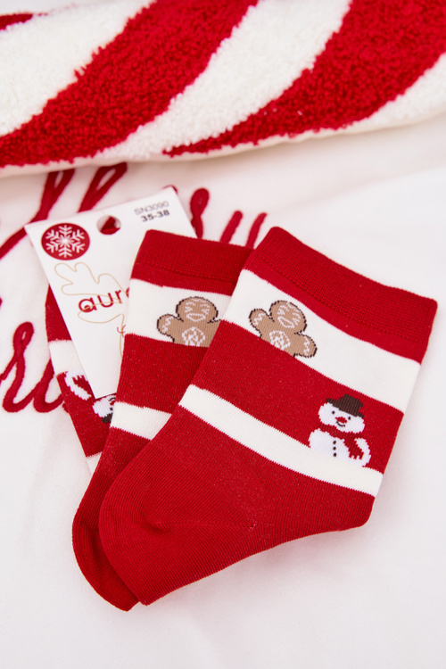 Women Christmas Socks in Stripes Red-White