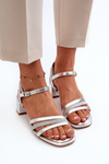 Women's Low Heel Sandals in Synthetic Leather Sergio Leone SK046 Silver