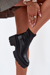 Women's Ankle Boots with Chunky Heel and Platform Eco Leather Black Elvianne