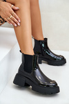 Insulated Patent Ankle Boots With Zip Black Jesschris