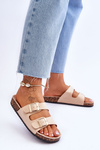 Women's Sandals On Cork Platform With Stripes Beige Doretta