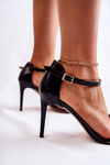 Leather Women's Sandals On A High Heel Lewski Shoes 3238 Black