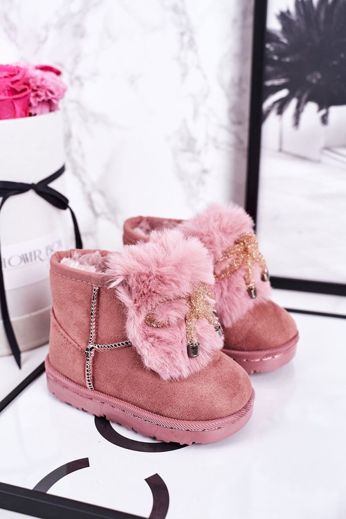 Children's Snow Boots Insulated With Fur Suede Pink Amelia