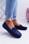 Women's Suede Moccasins Navy Blue Merlonte