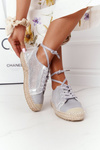 Laced Openwork Espadrilles S.Barski L17704 Silver