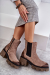 Women's Suede Platform Boots Beige Hilde