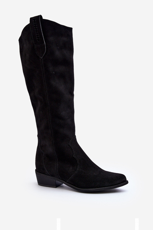 Kozaki Damskie Kowbojki Zamsz Zazoo 3427 Czarne