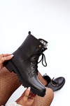 Leather Women's Boots Workery With Decoration Zazoo 1757 Black