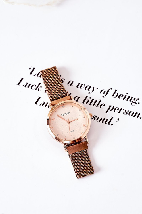Watch On Mesh Bracelet Nickel Free ERNEST Rose Gold