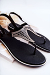 Women's sandals flip-flops with ornaments Black Atlanta