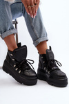 Buty Sportowe Damskie Masywna Platforma Skóra Czarne Zazoo 3416