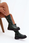 Zazoo 70121 Leather Women's Boots with Wool Olive