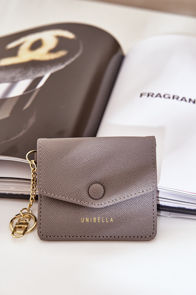 Eko Skórzane Etui Na Karty Z Brelokiem Szare Iritinme