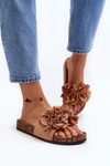Women's Slippers with Flowers Brown Lulania