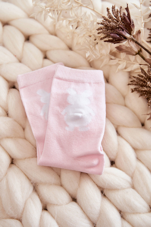 Youth Cotton Socks White Rabbit Pink 