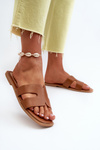 Women's Flat Sandals with Cutouts Brown Fiviama
