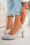 Classic Women's Pumps On A Block Heel Suede Grey Eleanor
