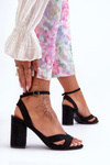 Suede Classic Sandals On Heel Black Tetradi