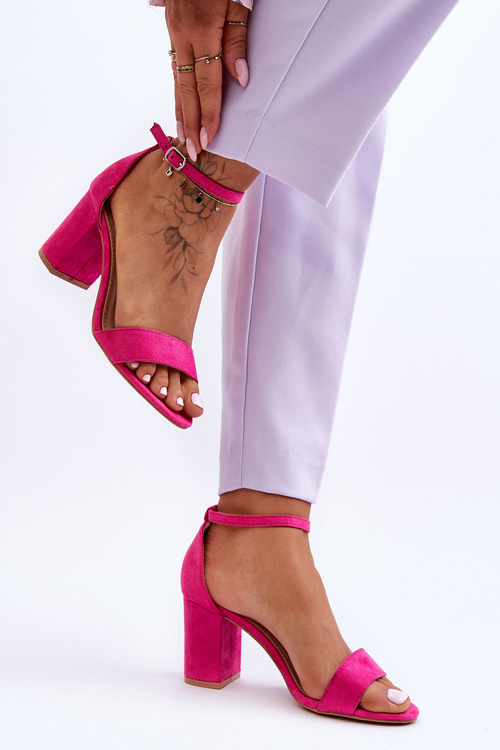 Suede High Heel Sandals Fuchsia Madame