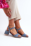 Women's Sandals On Block Heel In Blue Faux Suede Leisha