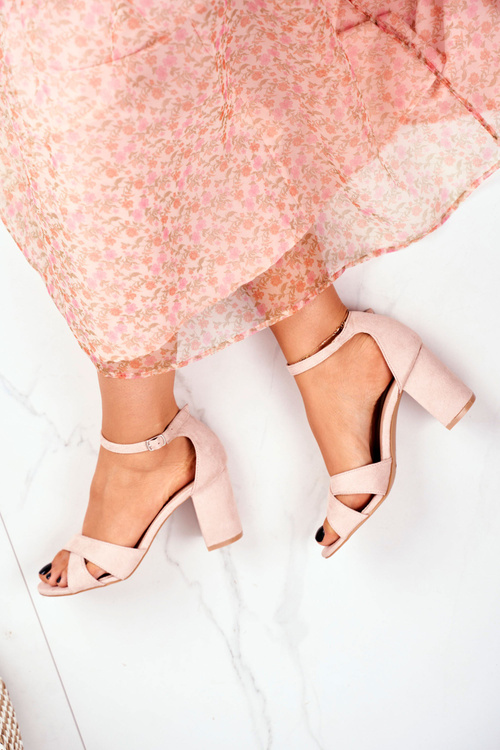 Sandały Damskie Zamszowe Beżowe Lady Milion