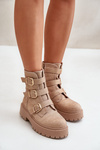 Warm Women's Ankle Boots With Decoration Beige Ciascia