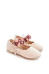 Children's Ballerinas With Velcro Flowers Light Beige Caitlin