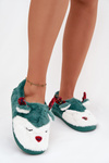 Christmas Women's Slippers With Reindeer Motif Fur Green Orsella
