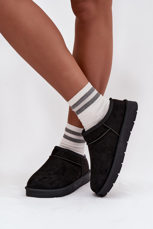 Damskie Śniegowce Ocieplane Futerkiem Czarne Serenne