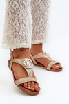 Flat Women's Sandals with Decoration S.Barski KV27-051 Gold