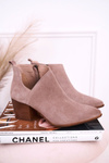 Women's Boots With A Cut On Block Heel Suede Cappuccino Lawrence
