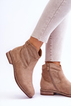 Women's Suede Flat Heel Boots Beige Liana