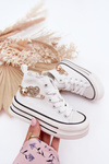Children's High Sneakers With Golden Decoration White Elvena