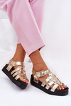 Ladies Platform Sandals With Buckles Gold Atarafas