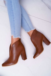 Women's Stiletto Boots Slip-on with Cutouts Brown Mantana