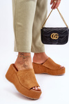 Klapki Damskie Masywna Platforma Camel Martina HD055-181