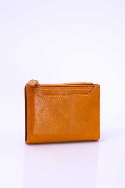 Mały Musztardowy Portfel Damski Złoty Zamek