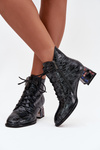 Patent Leather Women's Ankle Boots Made of Genuine Leather with Crystals Artiker 57C0132 Gray